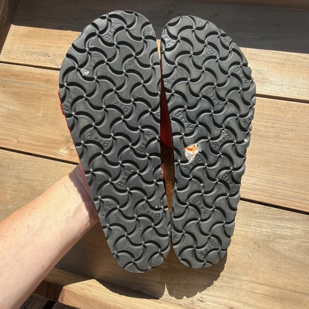 VINTAGE Birkenstock Ibiza Leather Double Strap Sandals RED 36 Women